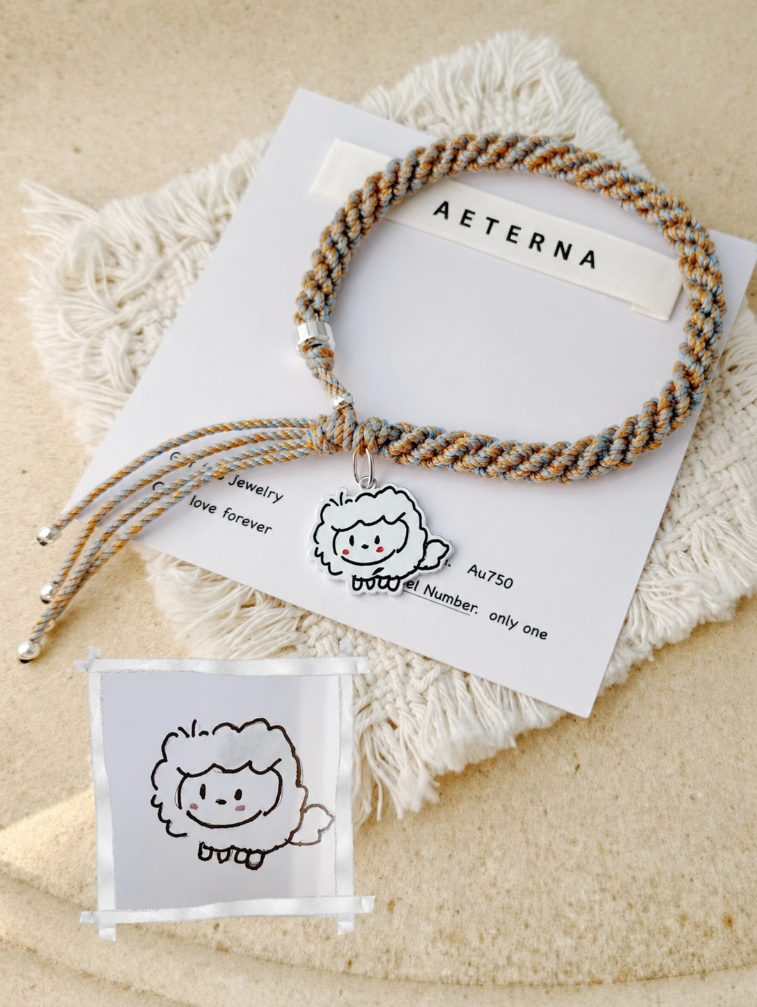 Children's sheep drawing enamel bracelet