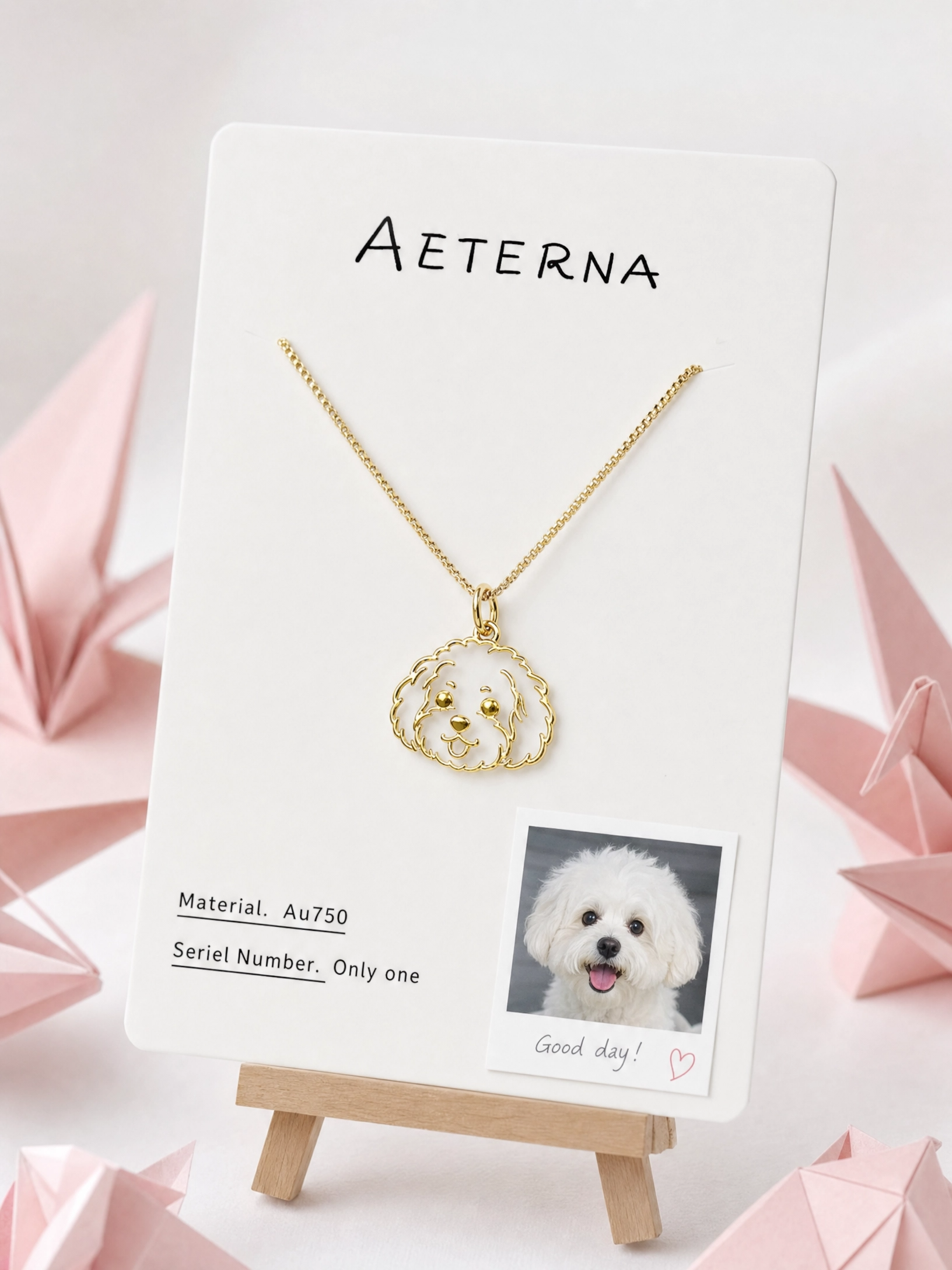 Custom small dog portrait enamel necklace