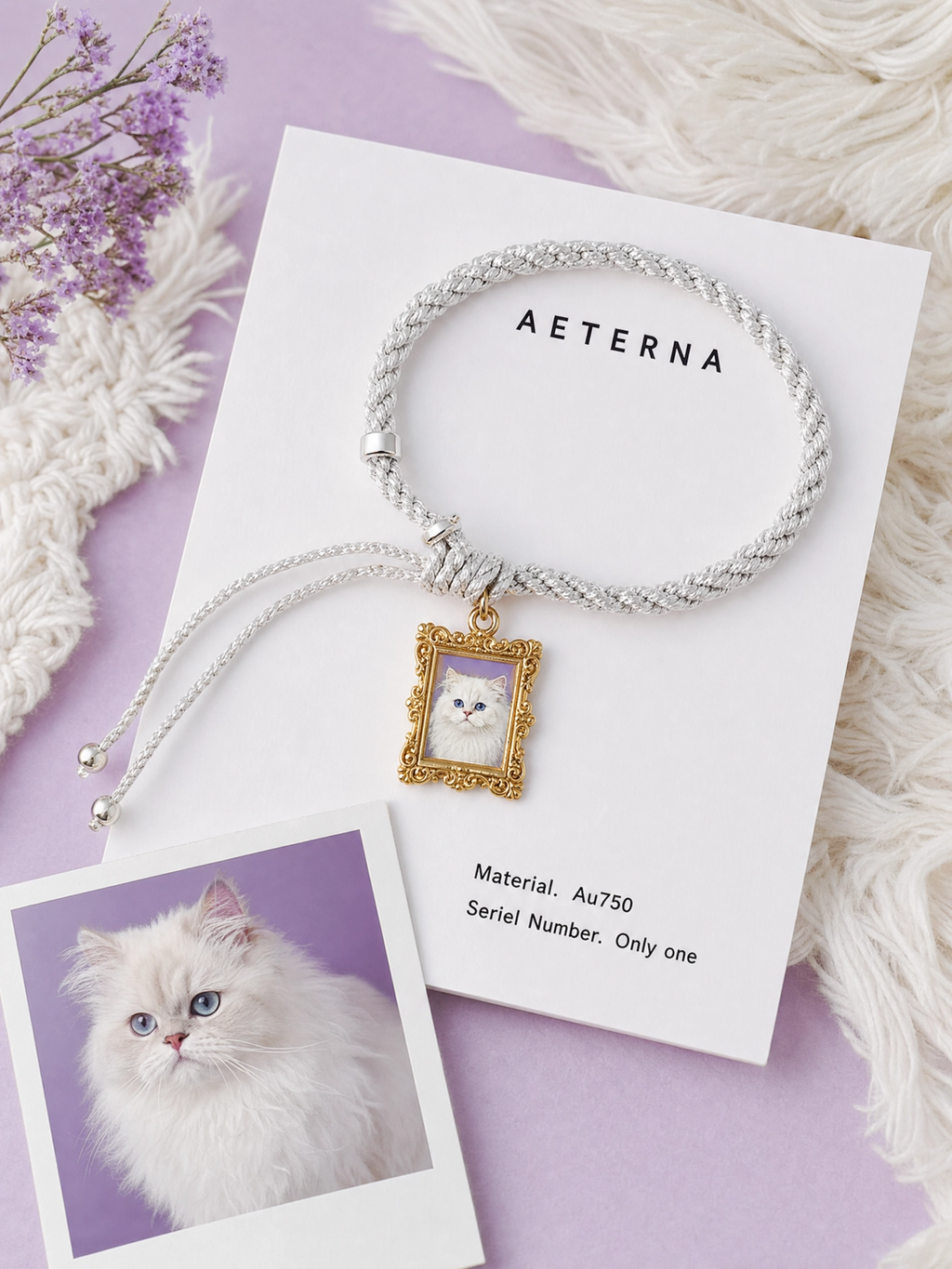Custom cat portrait frame enamel bracelet