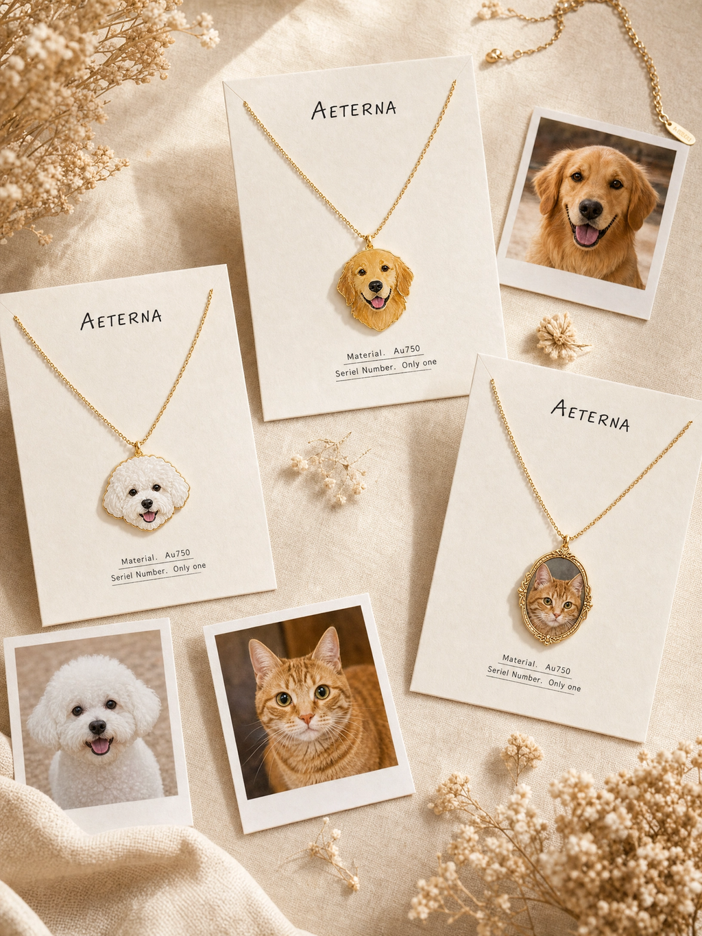 Custom pet portrait enamel jewelry display