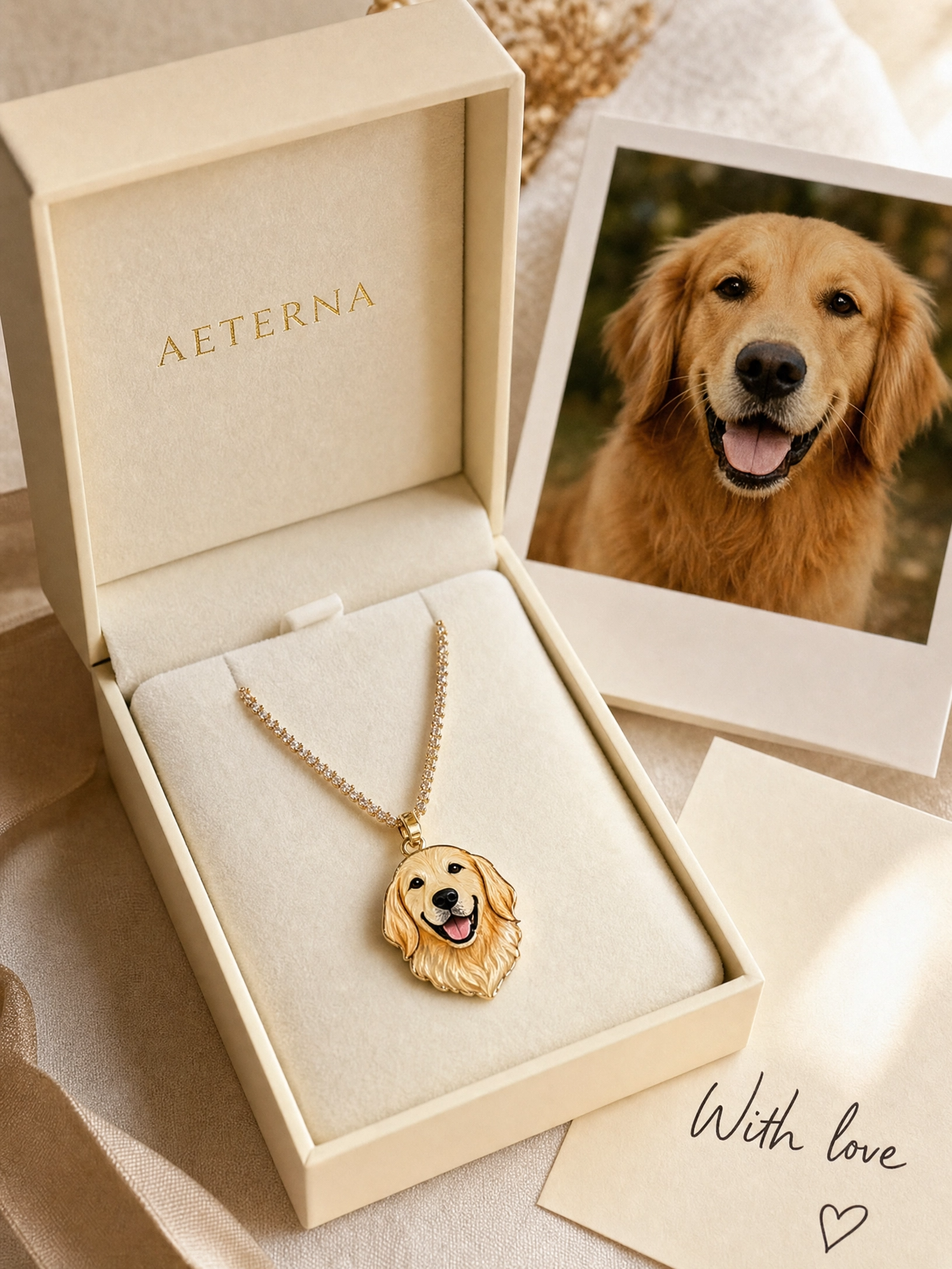Custom pet portrait jewelry gift box packaging