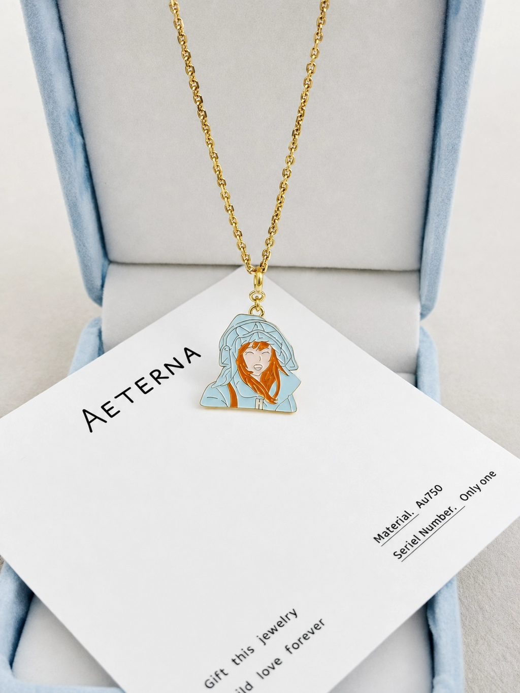 Custom enamel necklace in Aeterna gift box