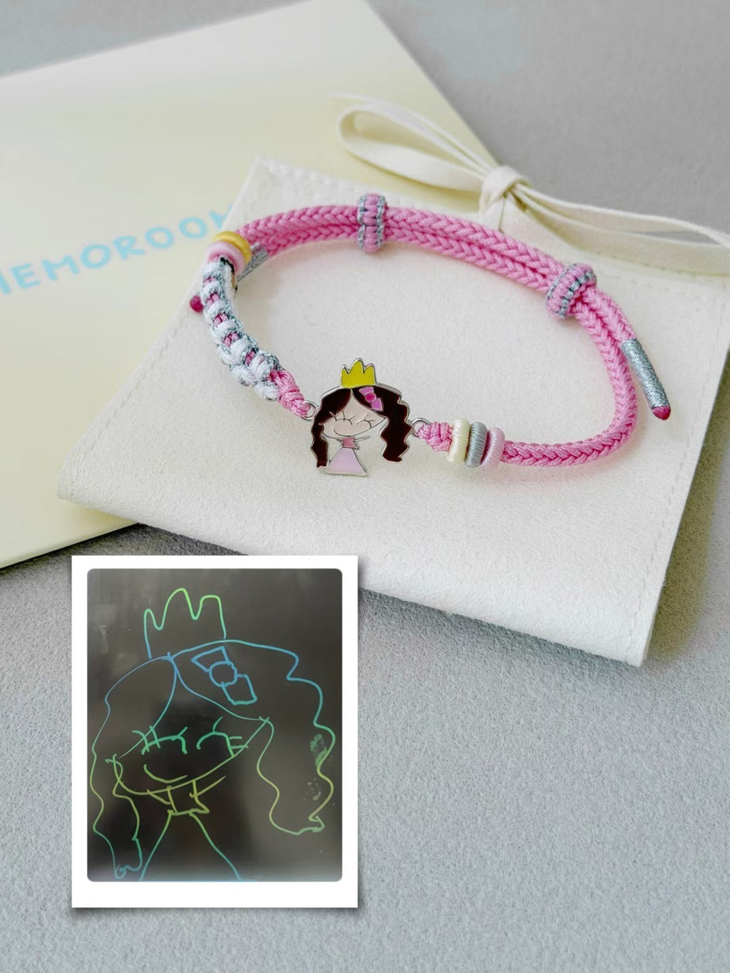 Custom Children's Drawing Necklace — Hand-Painted Enamel